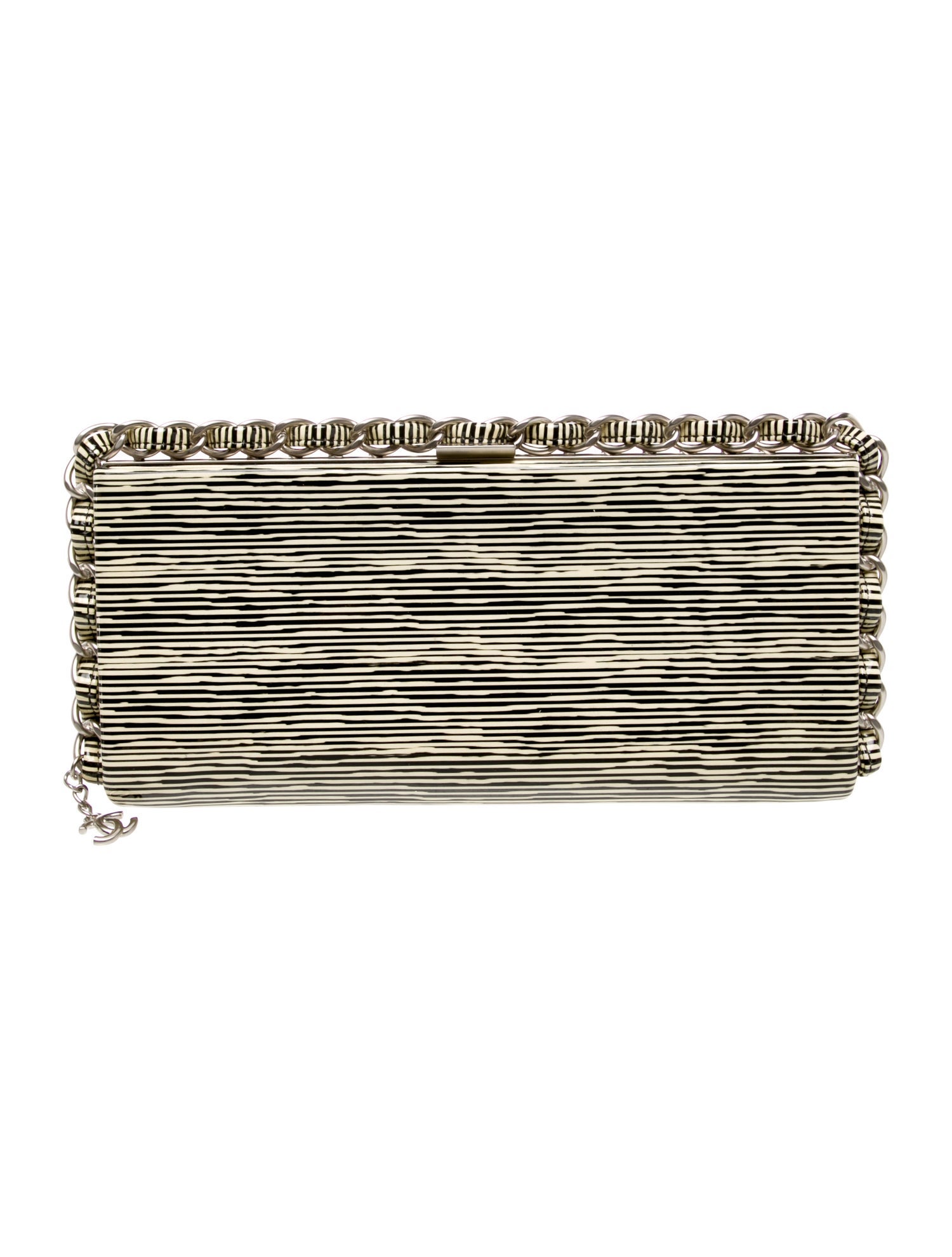 Chanel Patent Striped Frame Clutch