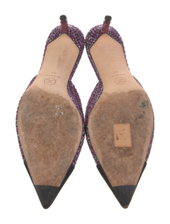 Chanel Interlocking CC Logo Tweed Mules