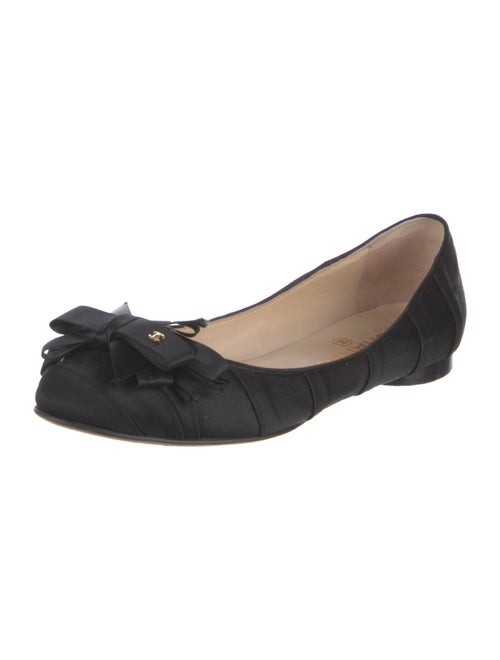 Chanel Interlocking CC Logo Satin Ballet Flats