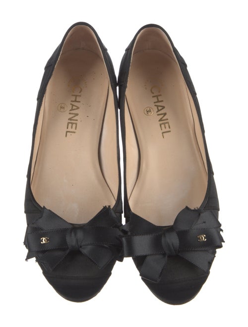 Chanel Interlocking CC Logo Satin Ballet Flats