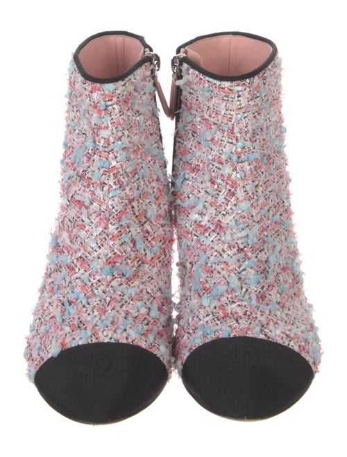 Chanel Interlocking CC Logo Tweed Sock Boots