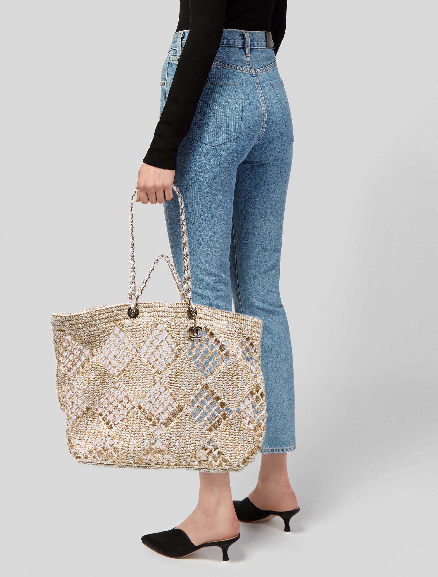 Chanel Raffia Shopping Tote