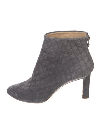 Chanel Interlocking CC Logo Suede Boots