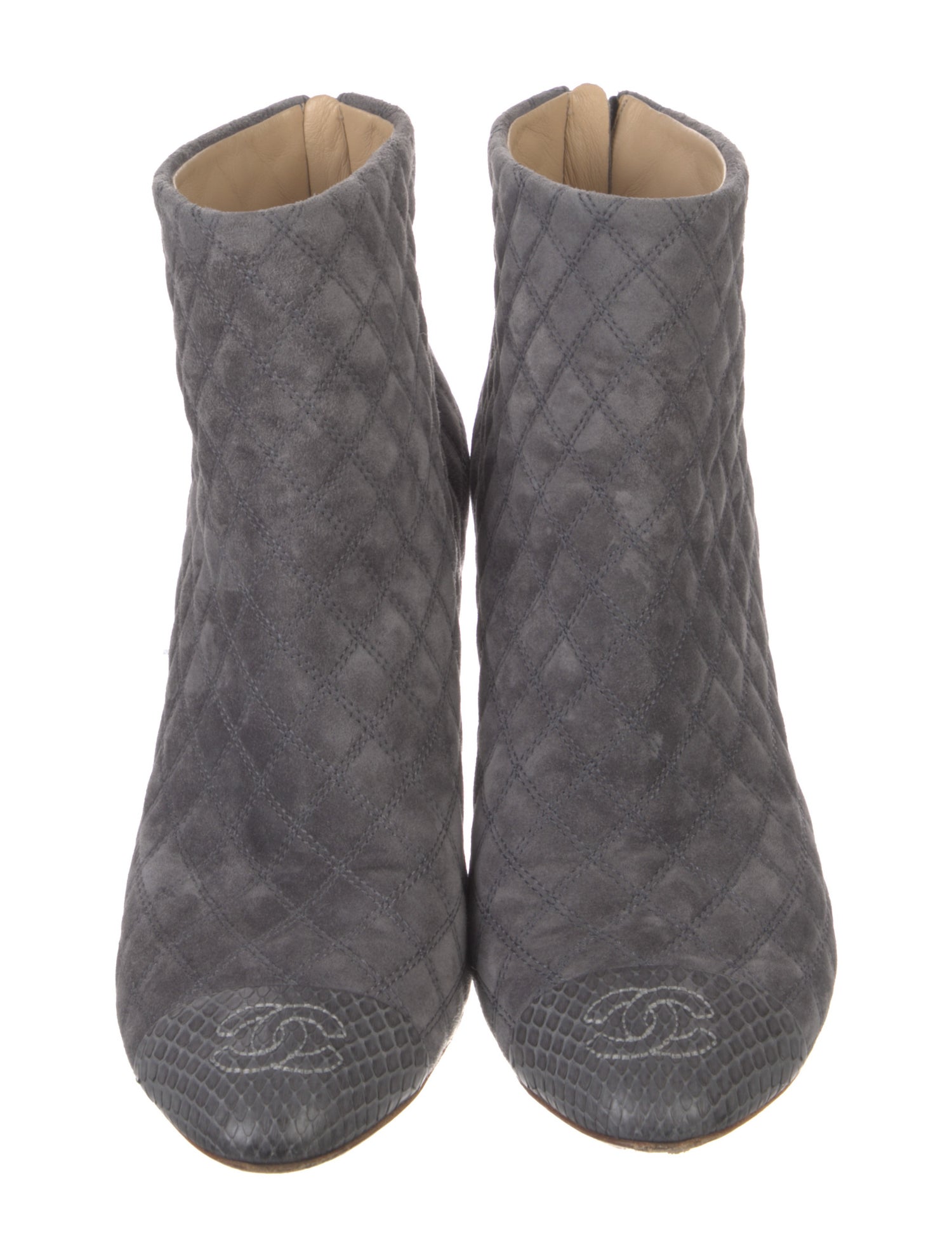 Chanel Interlocking CC Logo Suede Boots