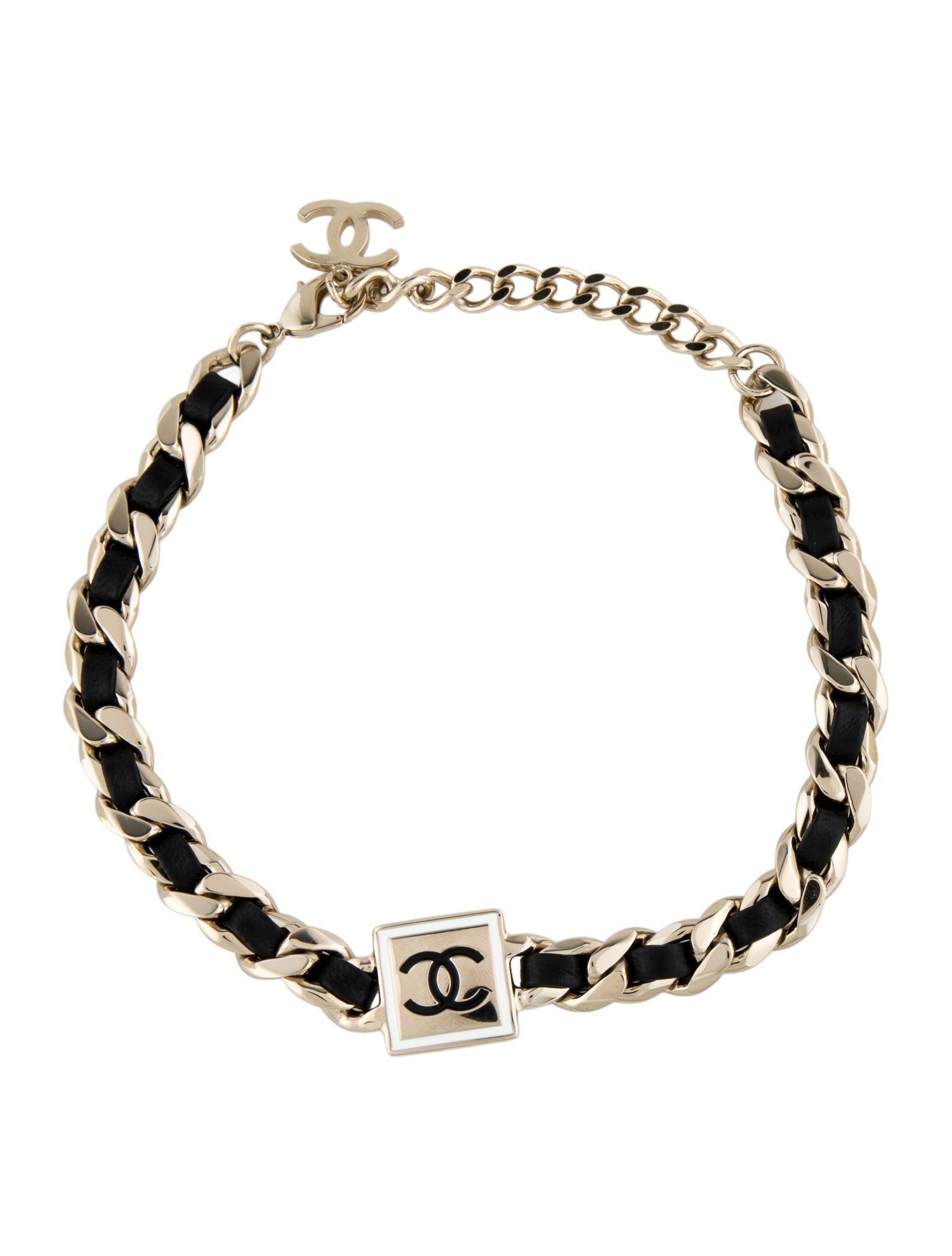 Chanel 2022 Leather & Resin CC Choker Necklace