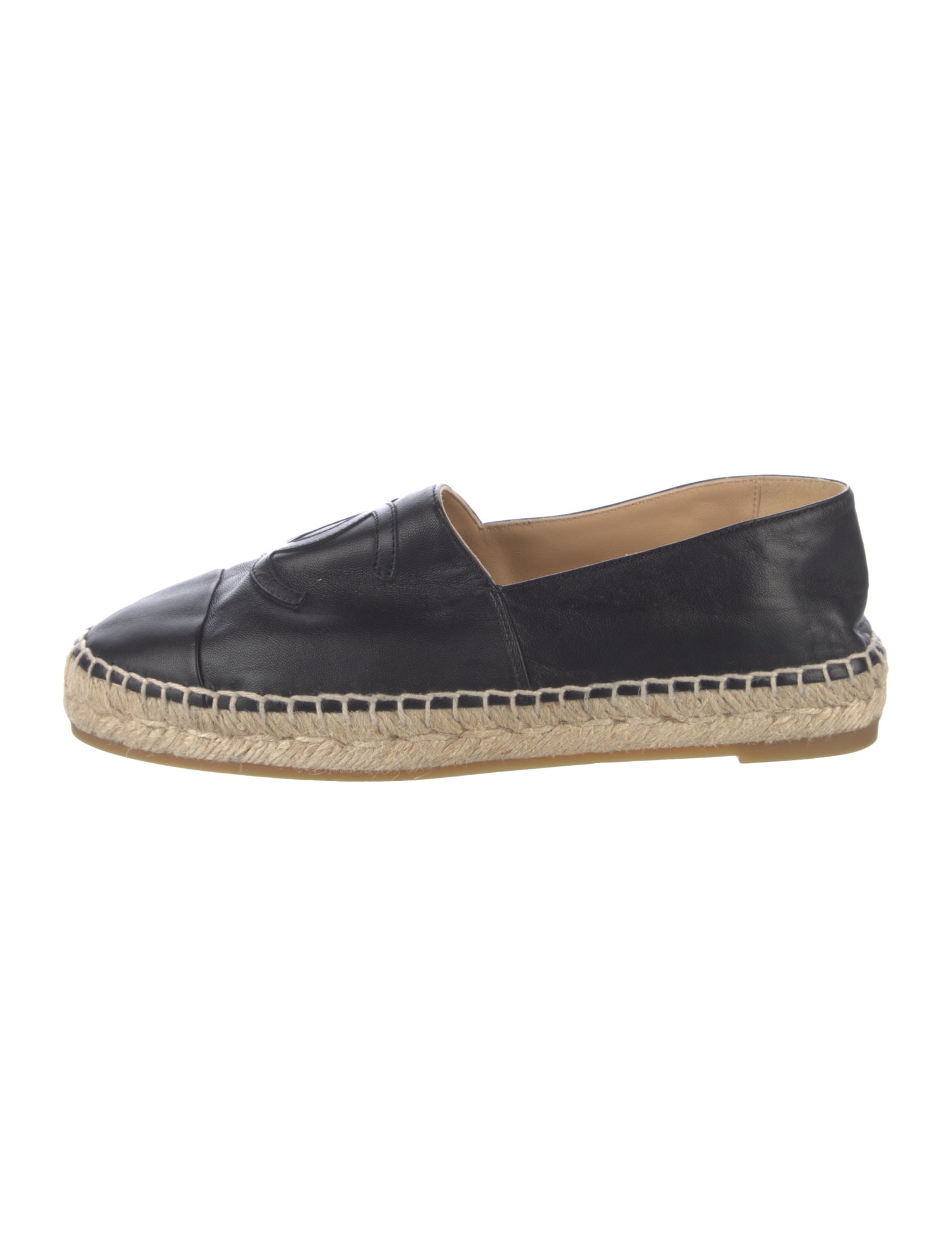 Chanel Interlocking CC Logo Leather Espadrilles