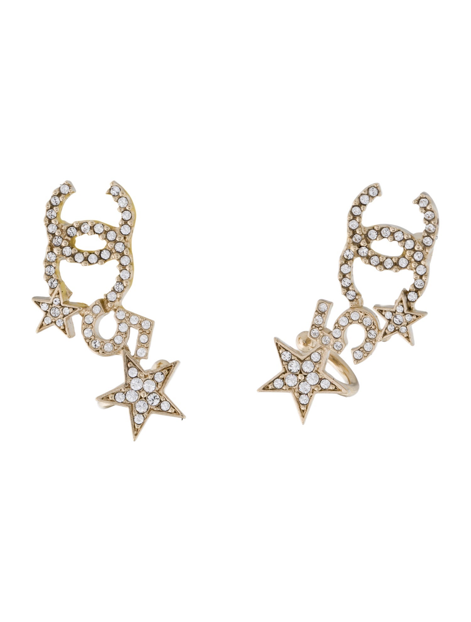 Chanel 2022 Strass CC Logo Star 5 Ear Climbers