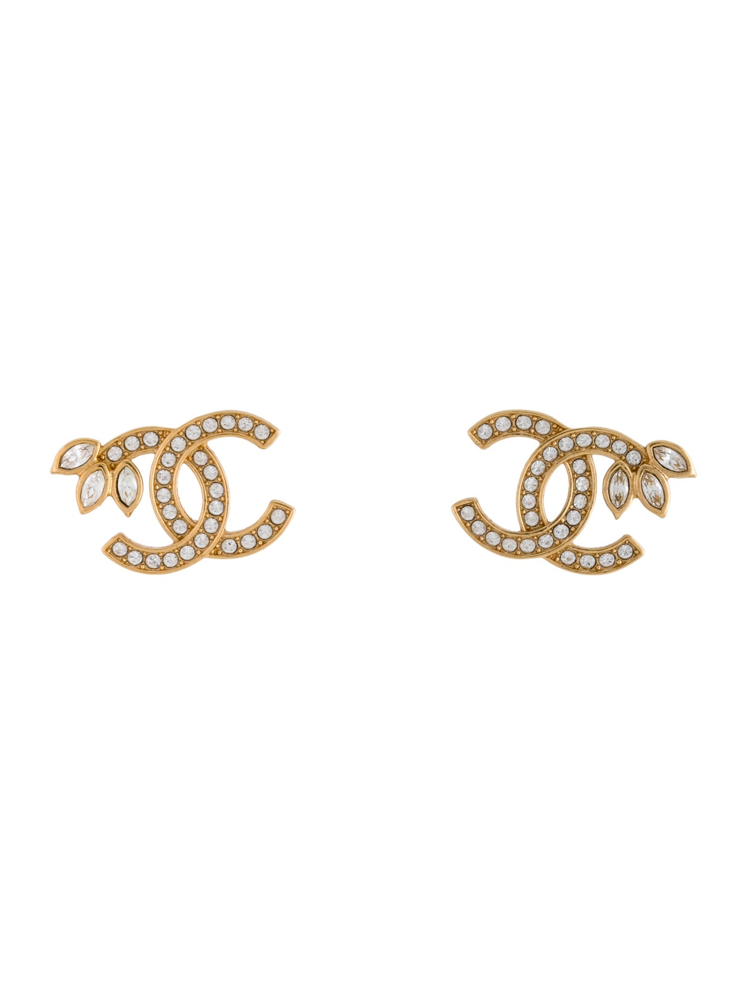 Chanel 2022 Strass CC Stud Earrings