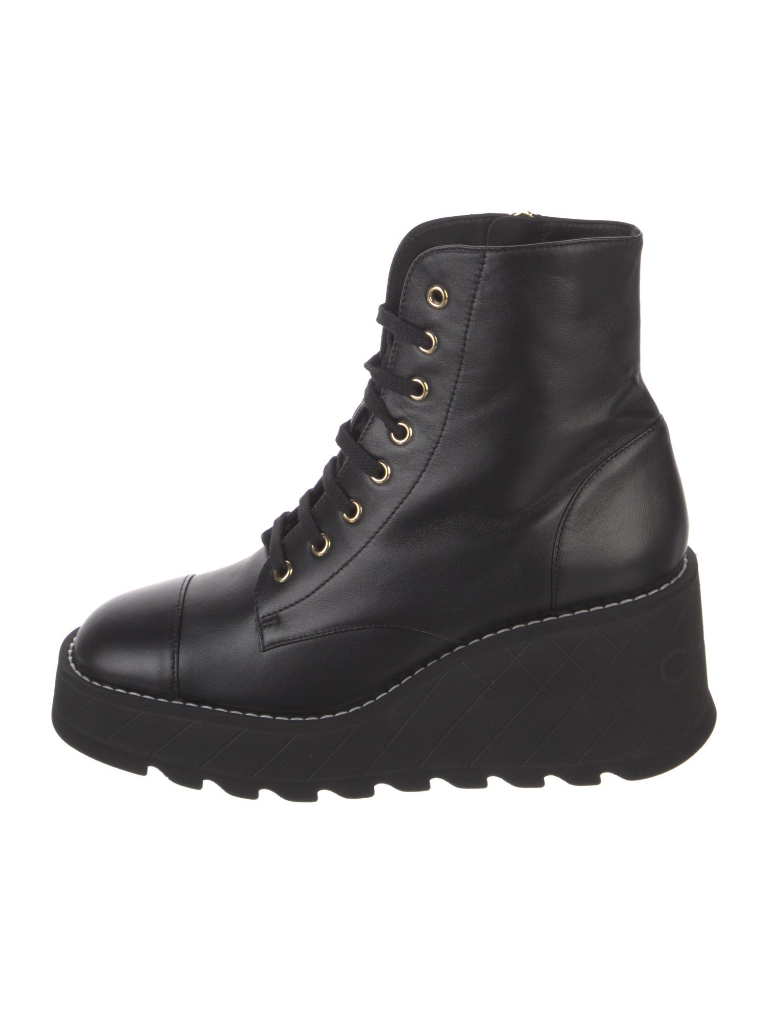 Chanel 2024 Interlocking CC Logo Combat Boots