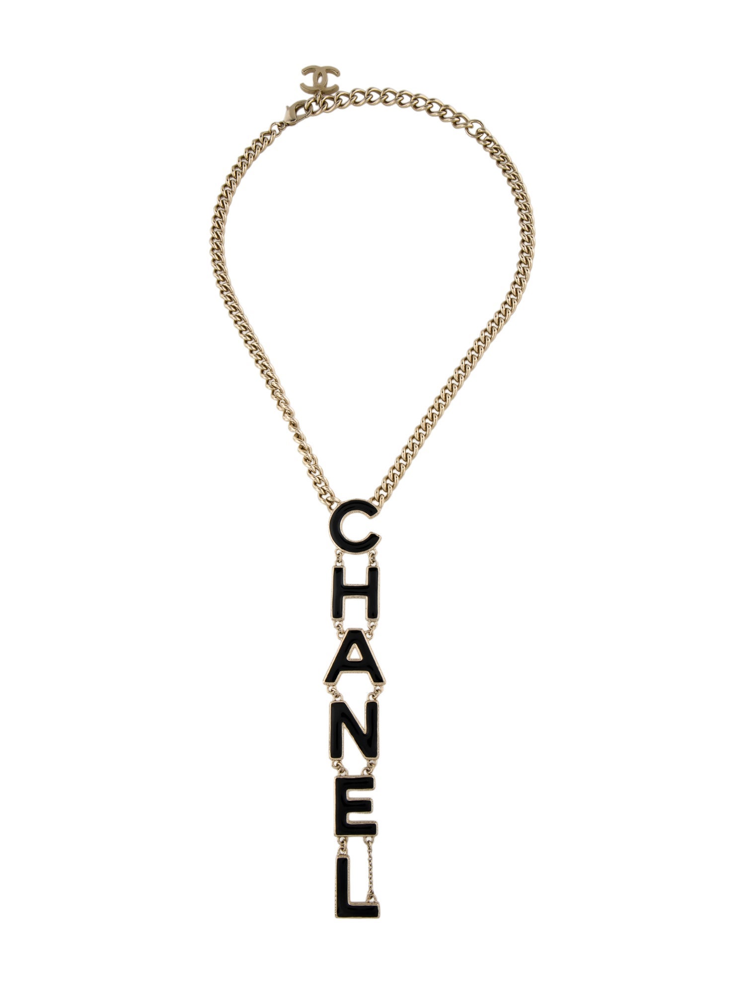 Chanel 2022 Resin 'CHANEL' Lavalier Necklace
