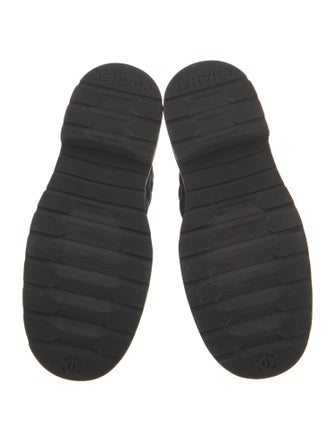 Chanel Interlocking CC Logo Chain-Link Accents Combat Boots