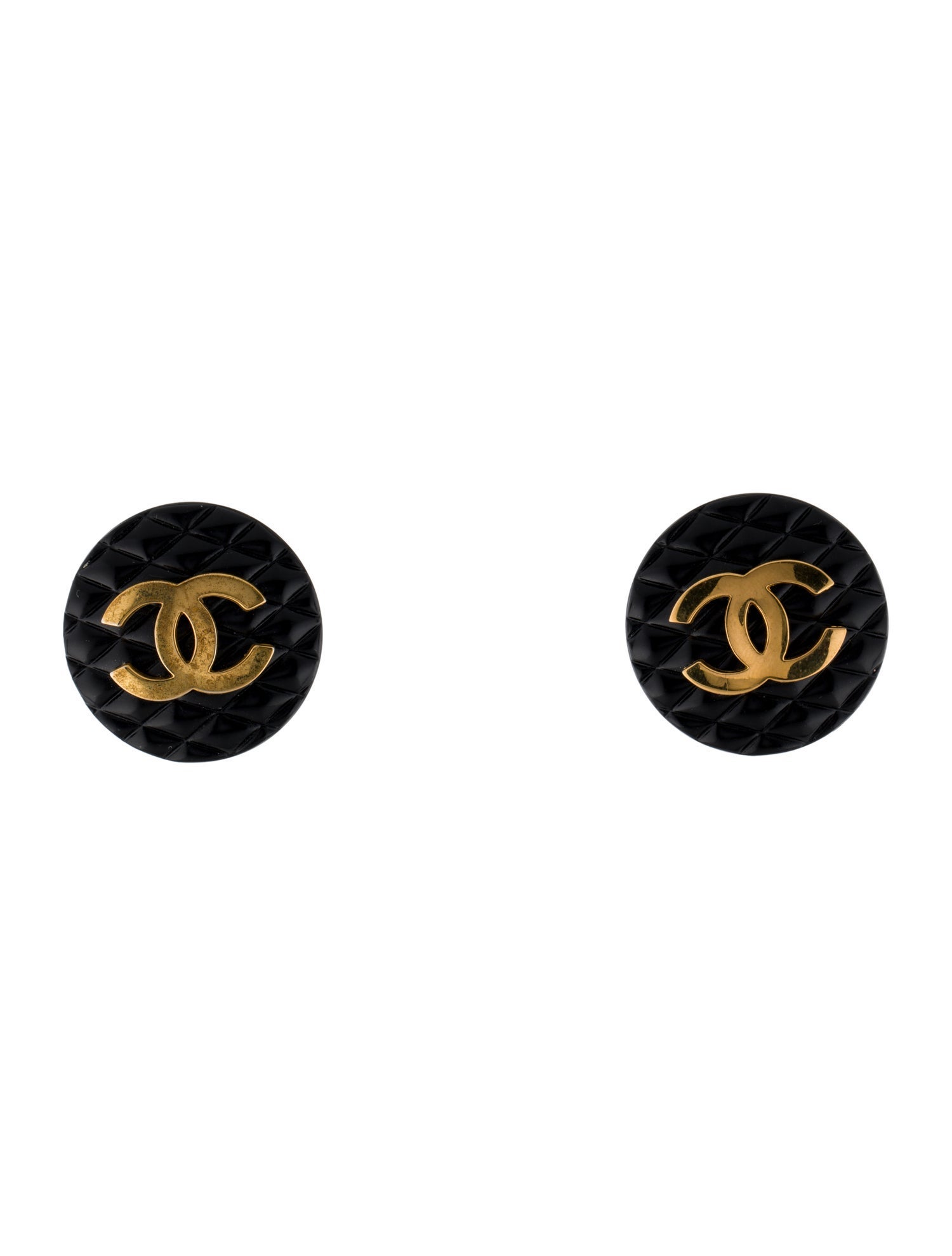 Chanel Vintage Resin CC Quilted Clip-On Earrings