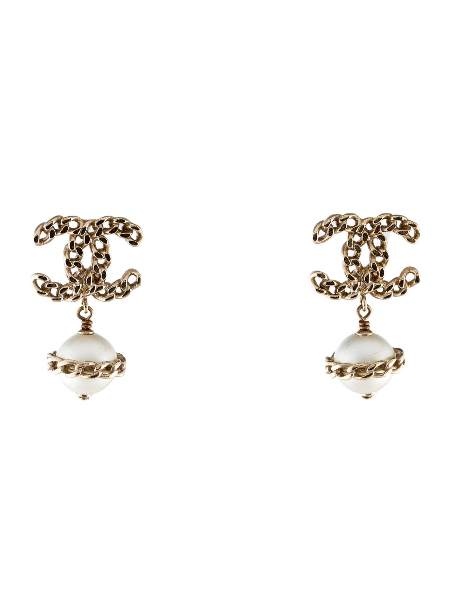 Chanel Faux Pearl CC Drop earrings