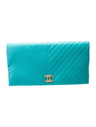 Chanel Chevron Greek Foldover Clutch
