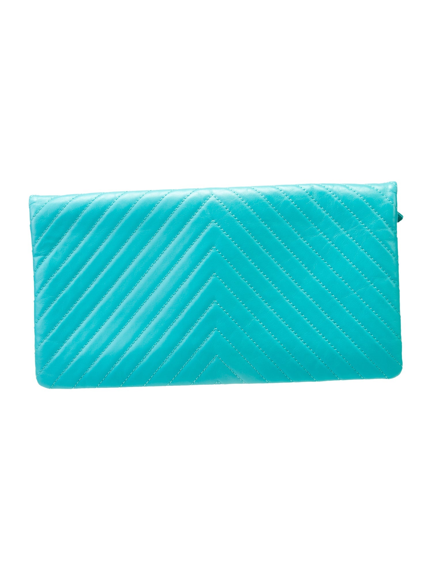 Chanel Chevron Greek Foldover Clutch