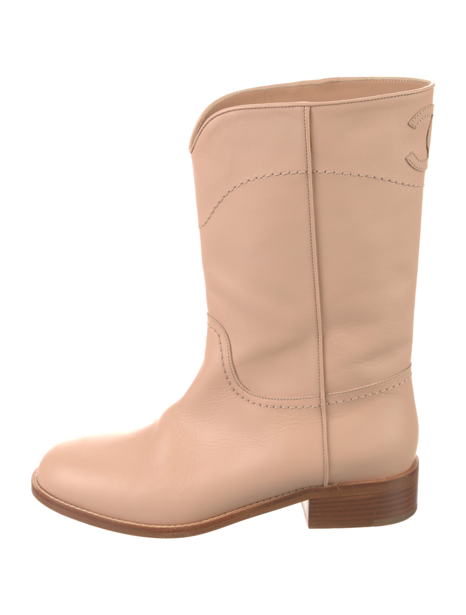 Chanel Interlocking CC Logo Leather Western Boots