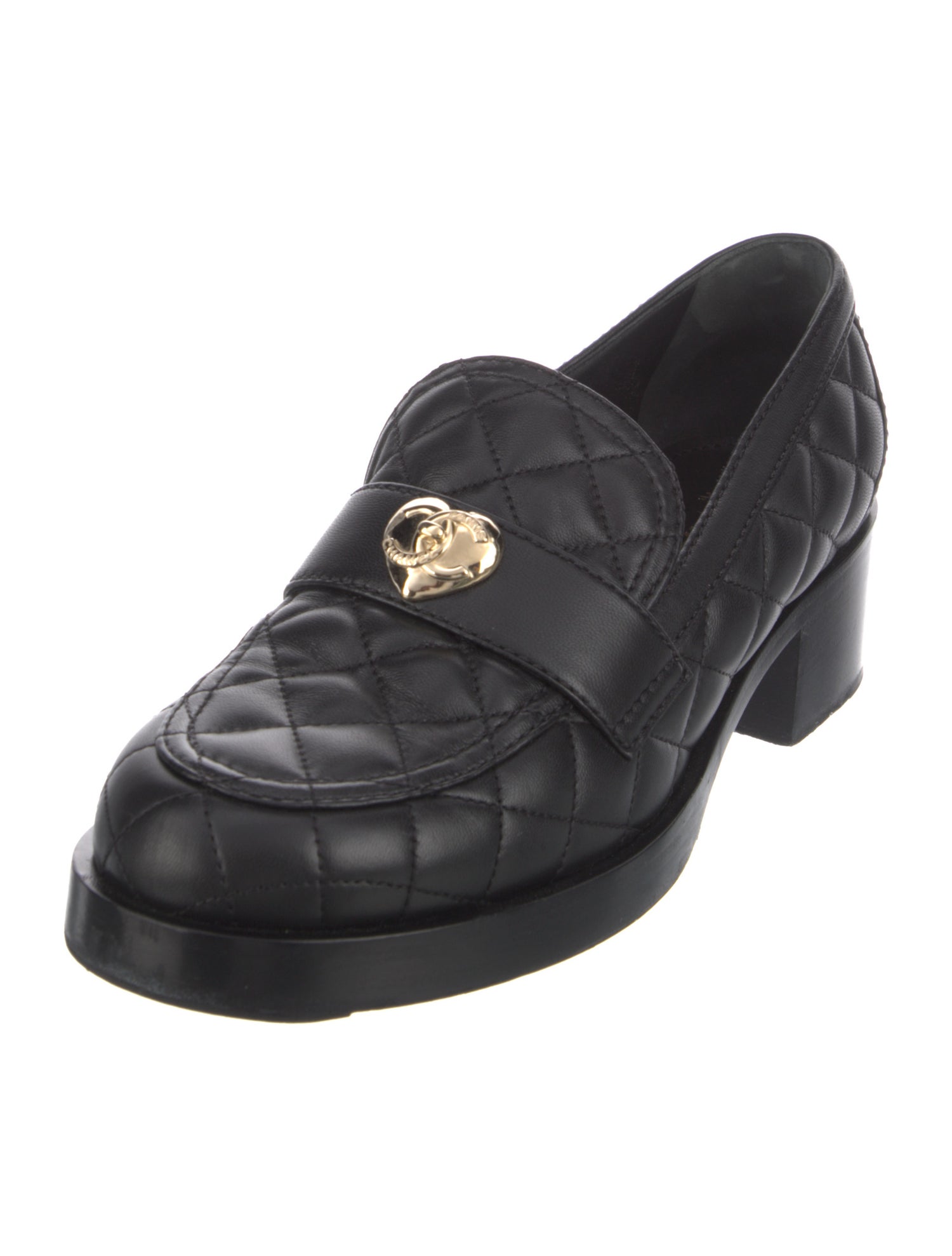 Chanel Interlocking CC Logo Leather Loafers