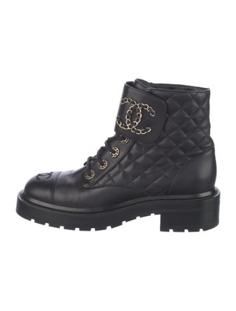 Chanel 2021 Interlocking CC Logo Combat Boots