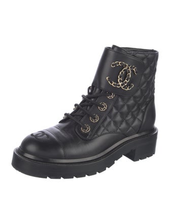 Chanel 2021 Interlocking CC Logo Combat Boots