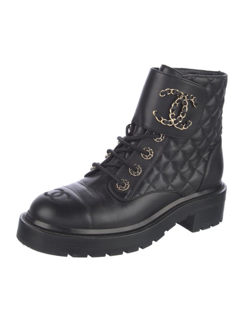 Chanel 2021 Interlocking CC Logo Combat Boots