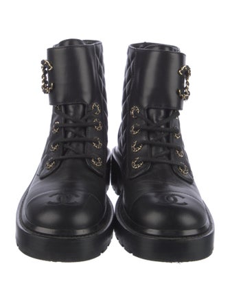 Chanel 2021 Interlocking CC Logo Combat Boots