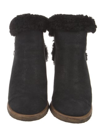 Chanel Interlocking CC Logo Suede Boots