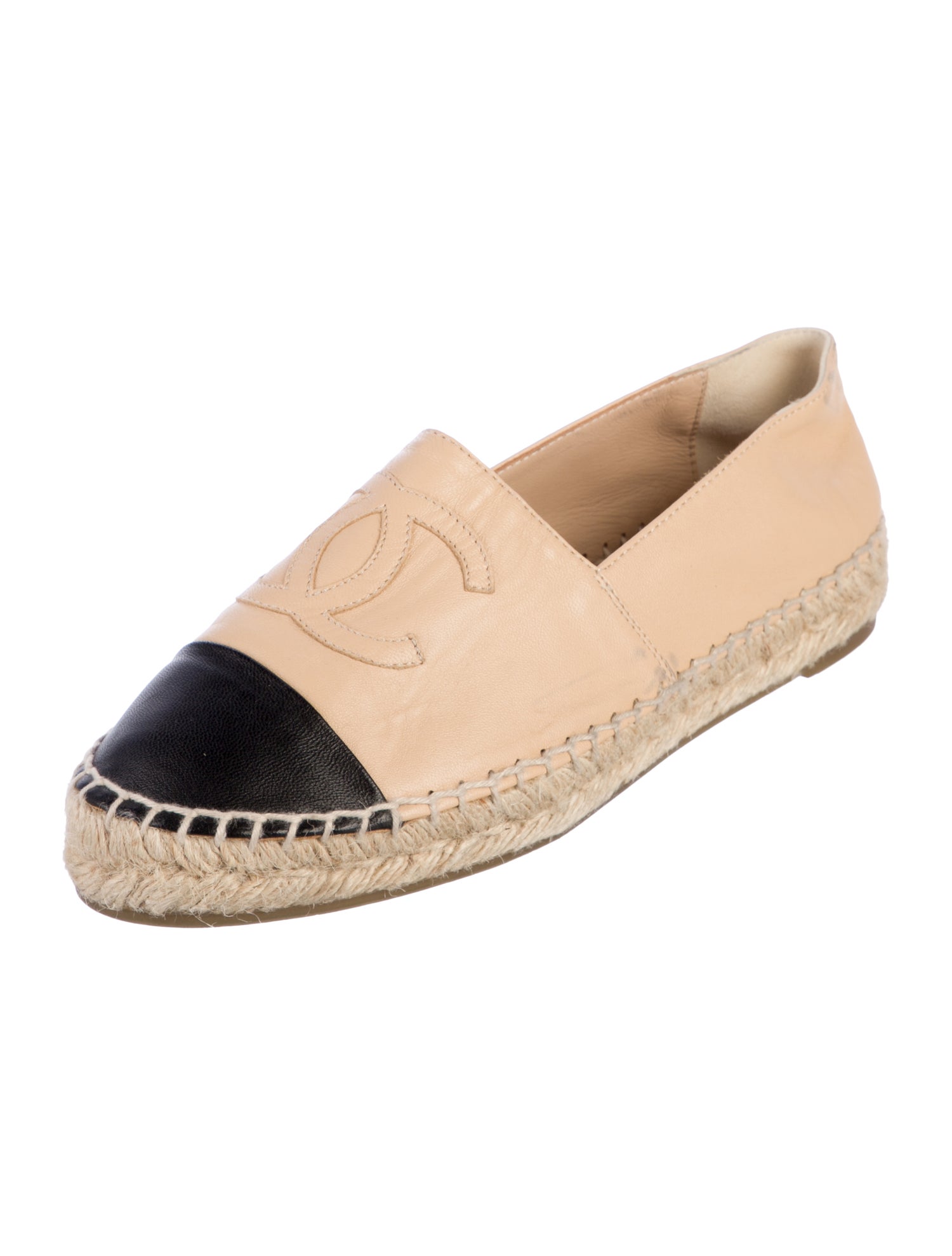 Chanel Interlocking CC Logo Leather Espadrilles