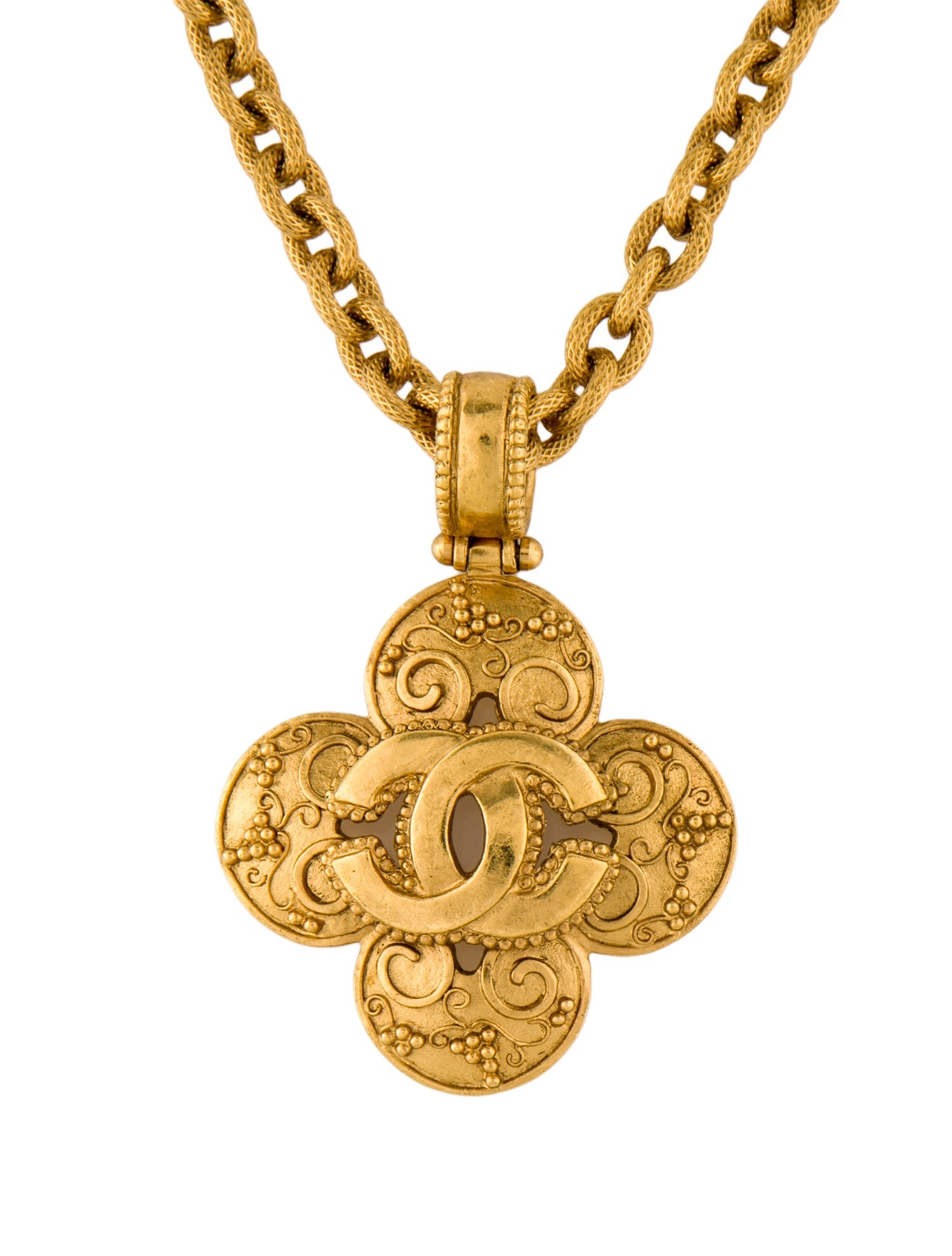 Chanel Vintage CC Clover Pendant Necklace