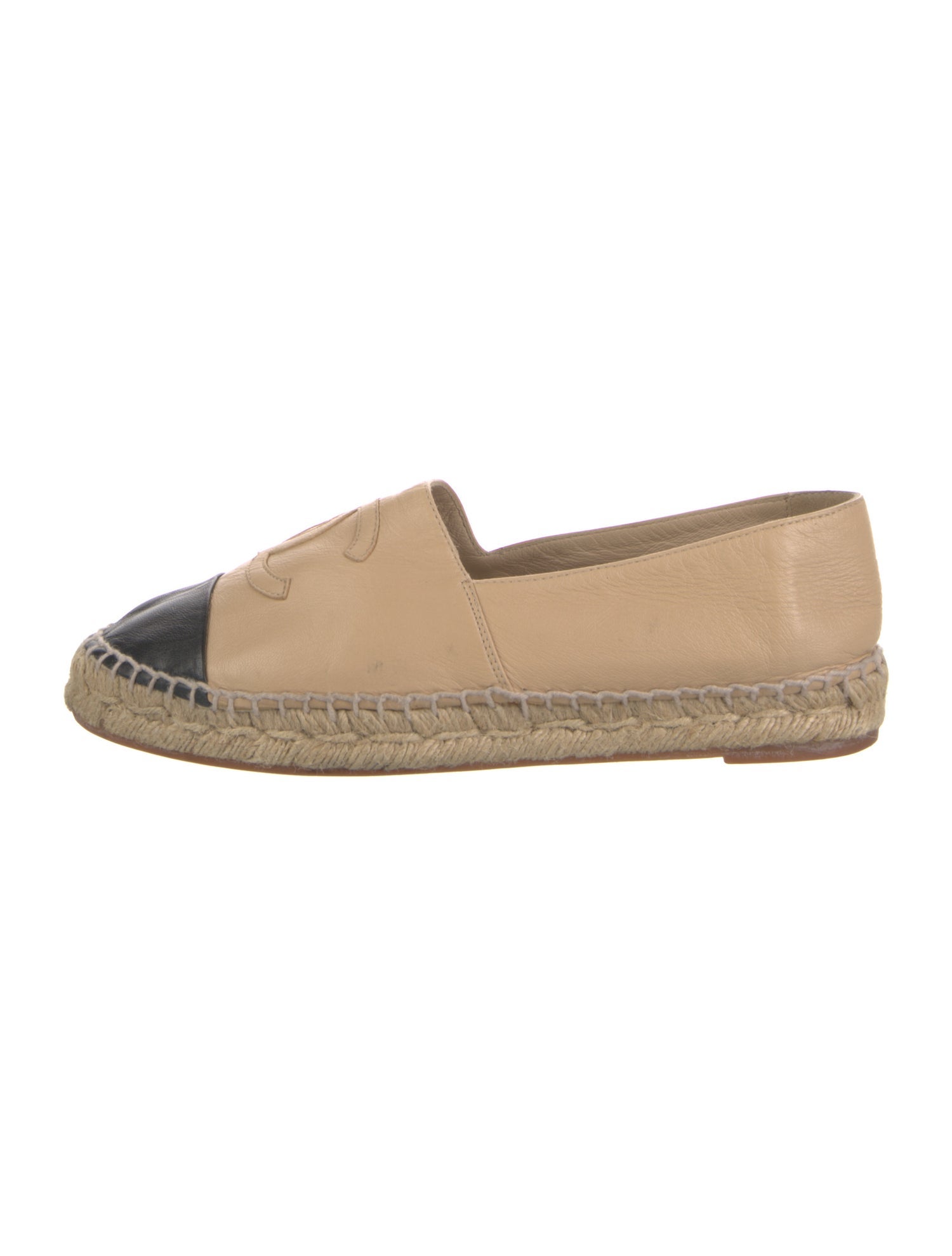 Chanel Interlocking CC Logo Leather Espadrilles