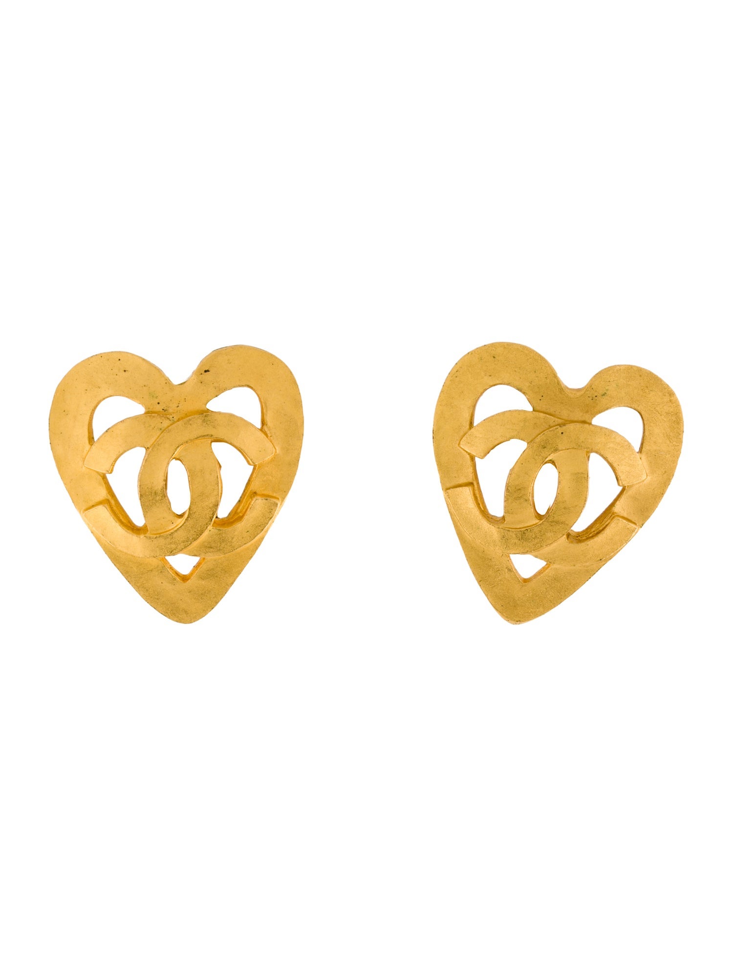 Chanel Vintage CC Heart Clip-On Earrings