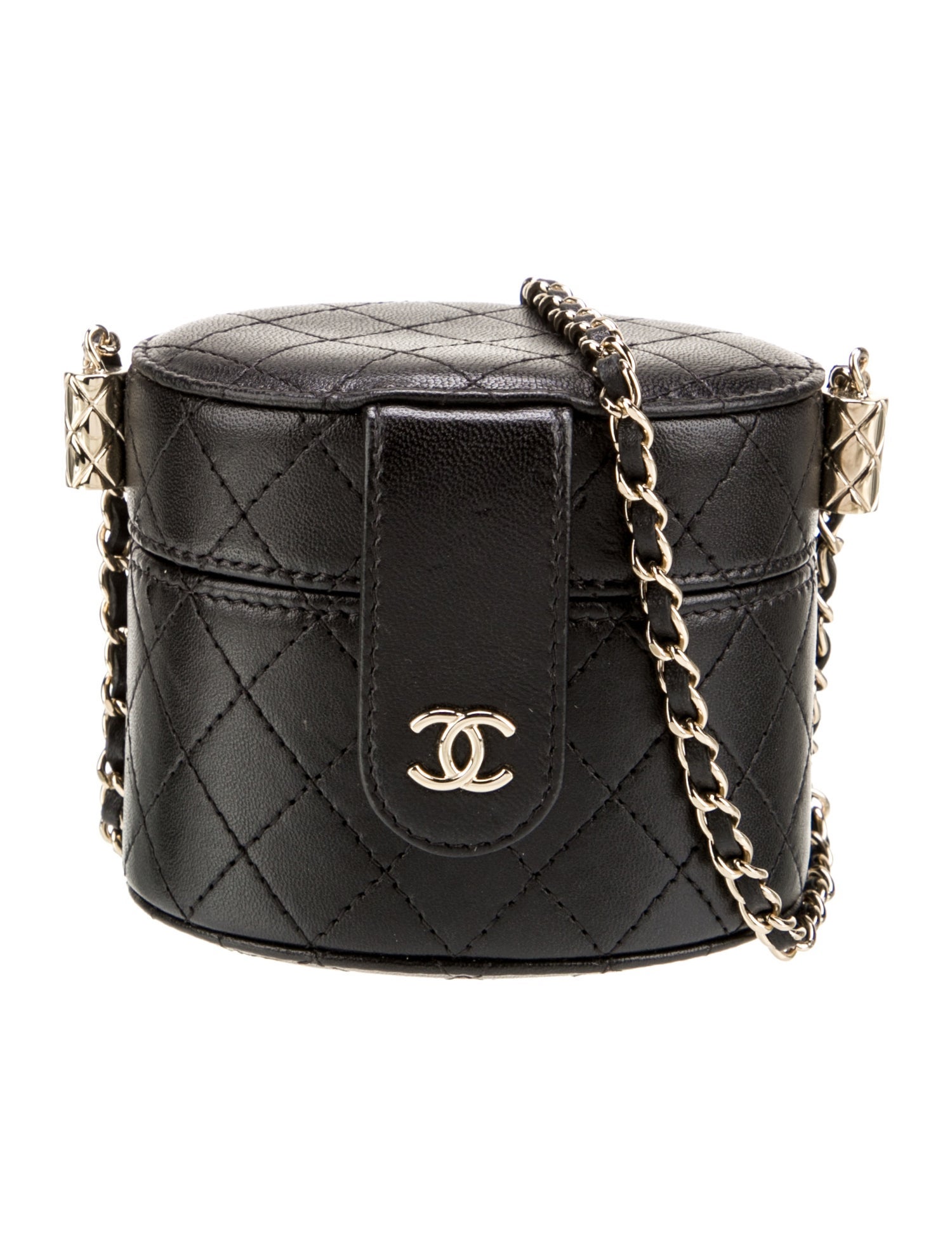 Chanel Quilted Round Vanity Case