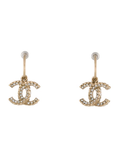 Chanel Strass CC Drop Earrings