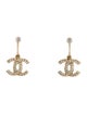 Chanel Strass CC Drop Earrings