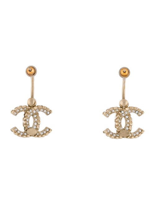Chanel Strass CC Drop Earrings
