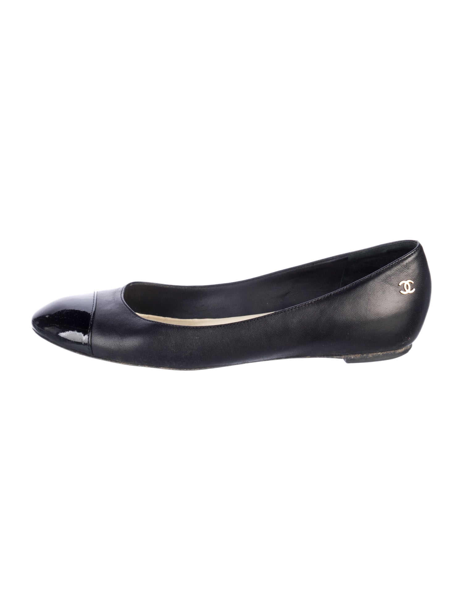 Chanel Interlocking CC Logo Leather Flats