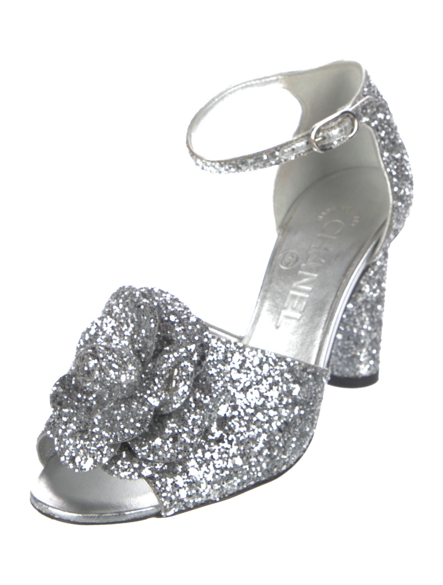 Chanel Interlocking CC Logo Glitter Sandals