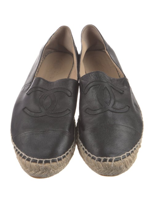 Chanel Interlocking CC Logo Leather Espadrilles