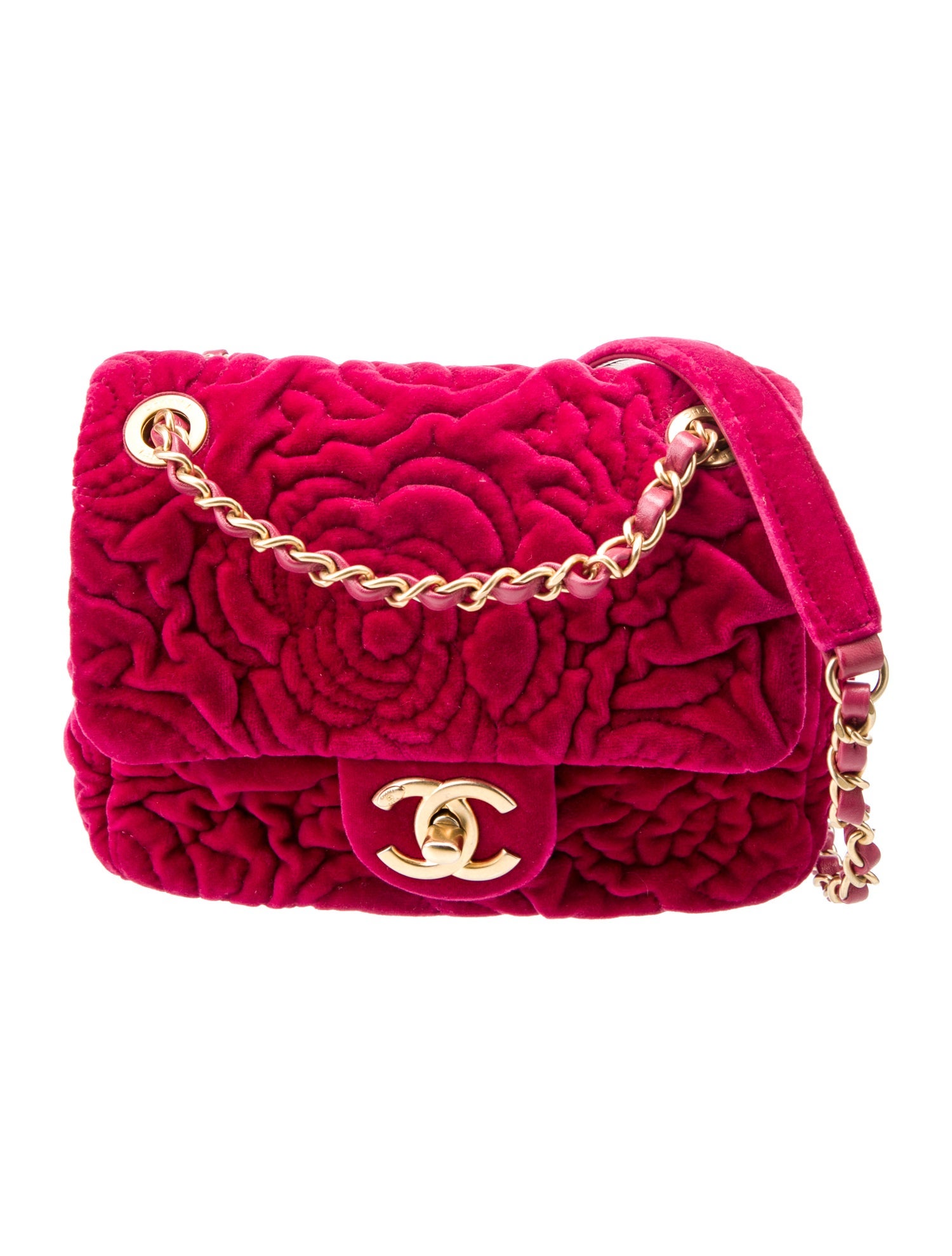 Chanel Velvet Camellia Mini Square Flap Bag