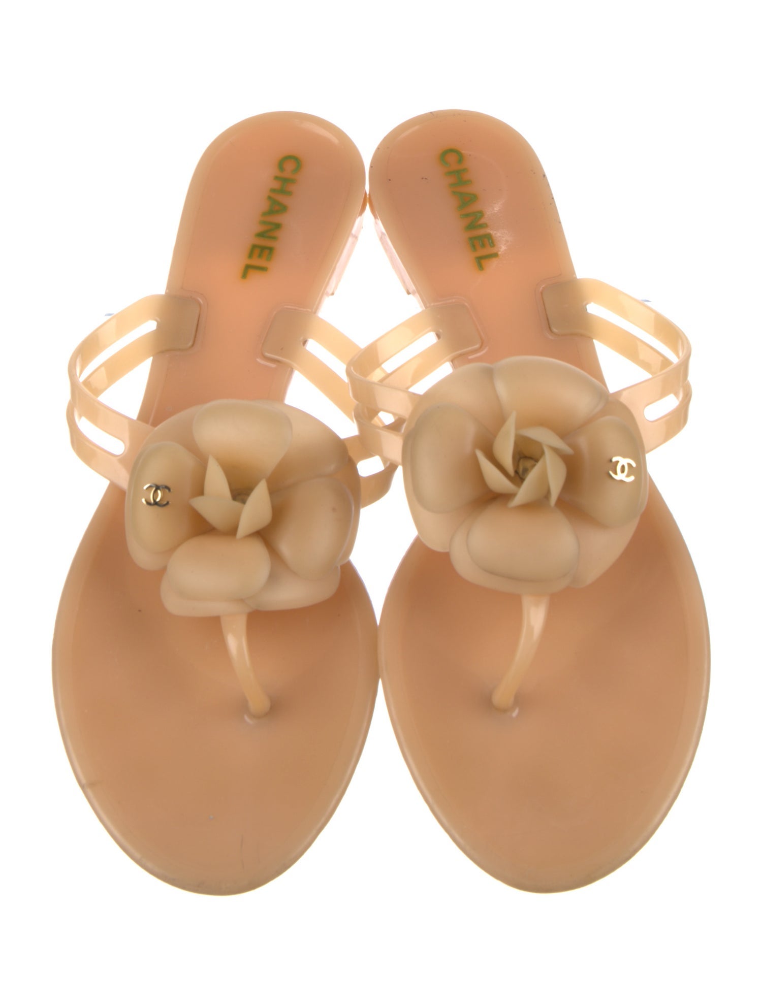 Chanel Interlocking CC Logo Rubber Flip Flops