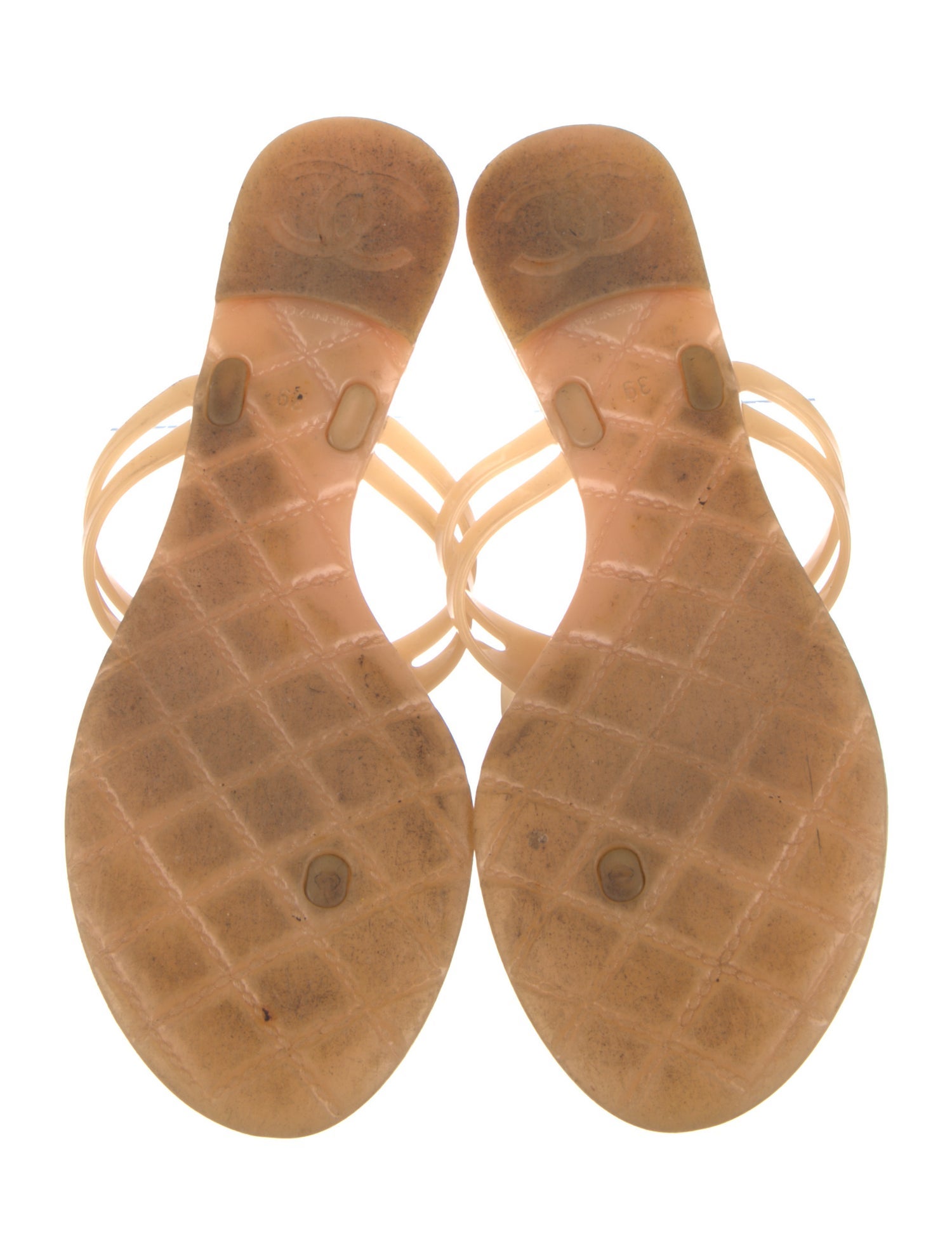 Chanel Interlocking CC Logo Rubber Flip Flops