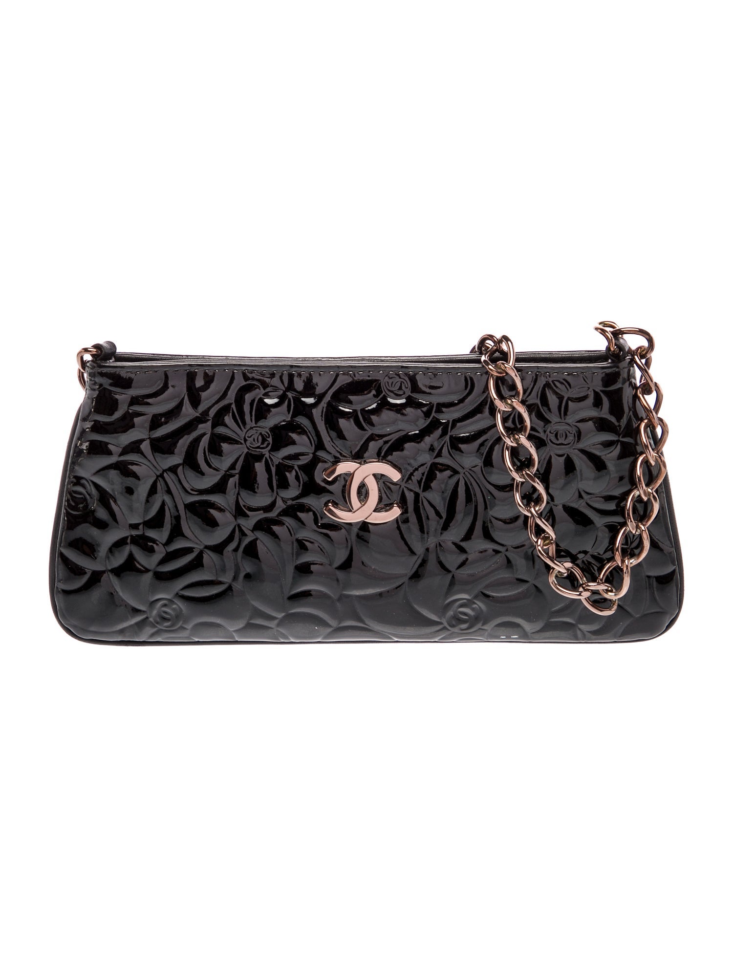 Chanel Patent Camellia Pochette