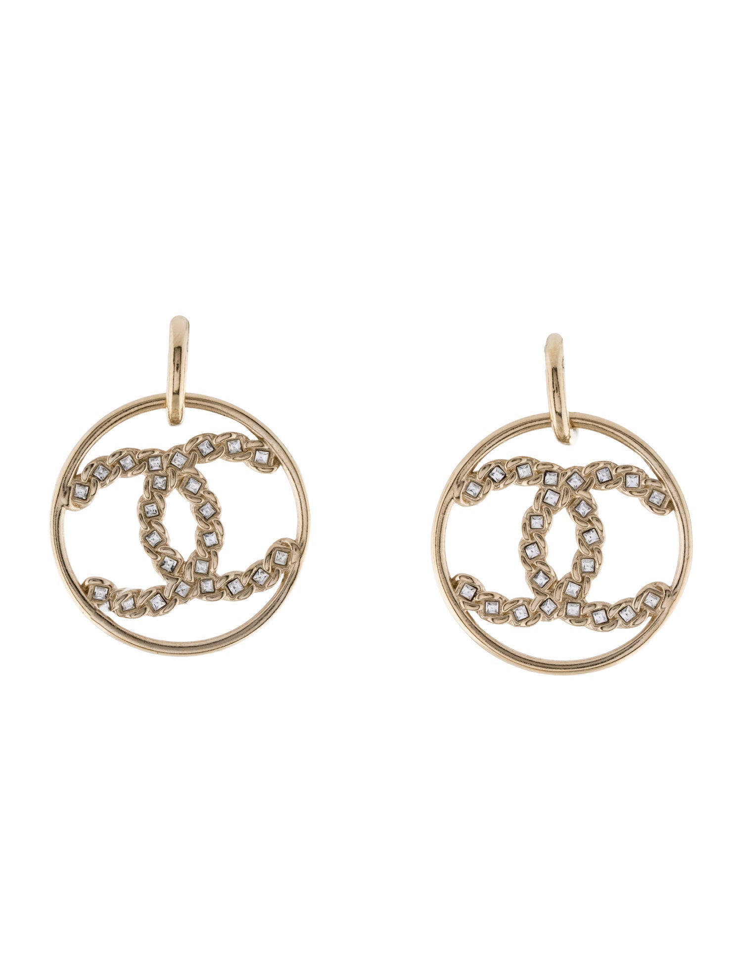 Chanel Strass CC Drop Earrings