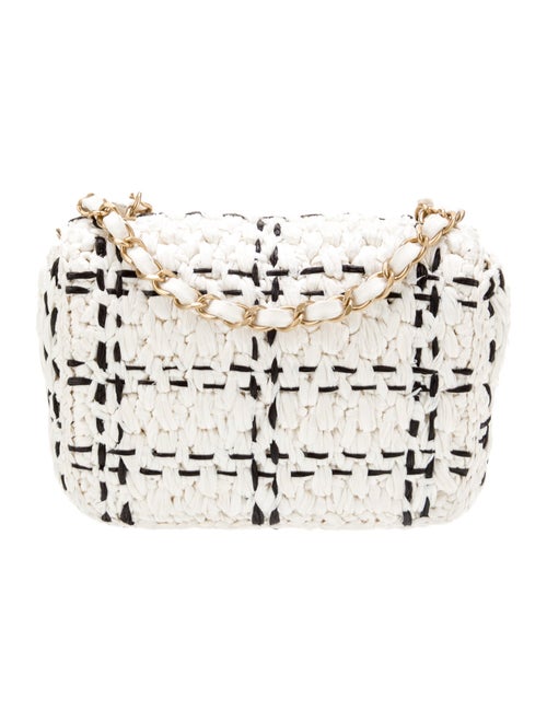 Chanel 2023 Tweedy Raffia Mini Square Flap Bag