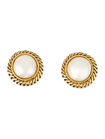 Chanel Clip-On Vintage Faux Pearl Earrings
