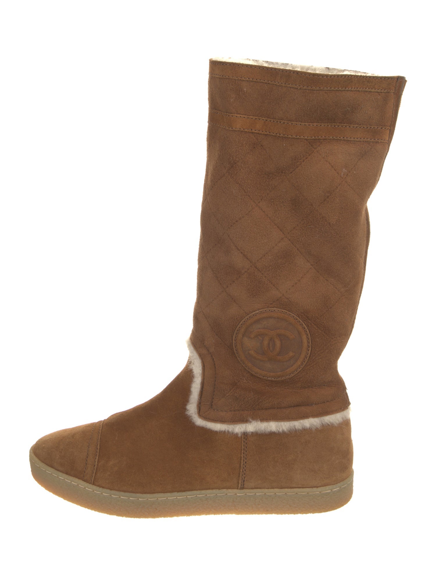 Chanel Interlocking CC Logo Suede Boots