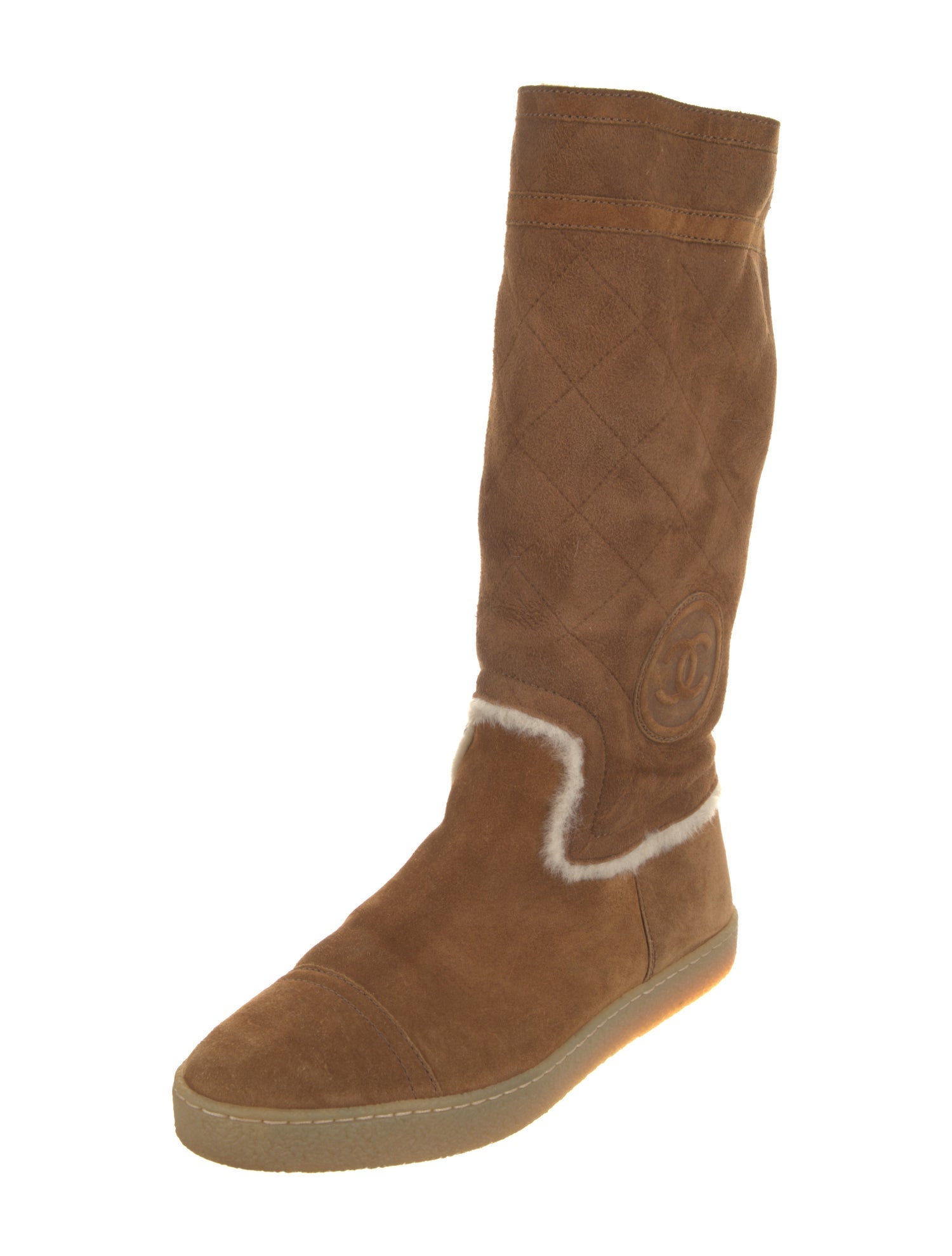 Chanel Interlocking CC Logo Suede Boots