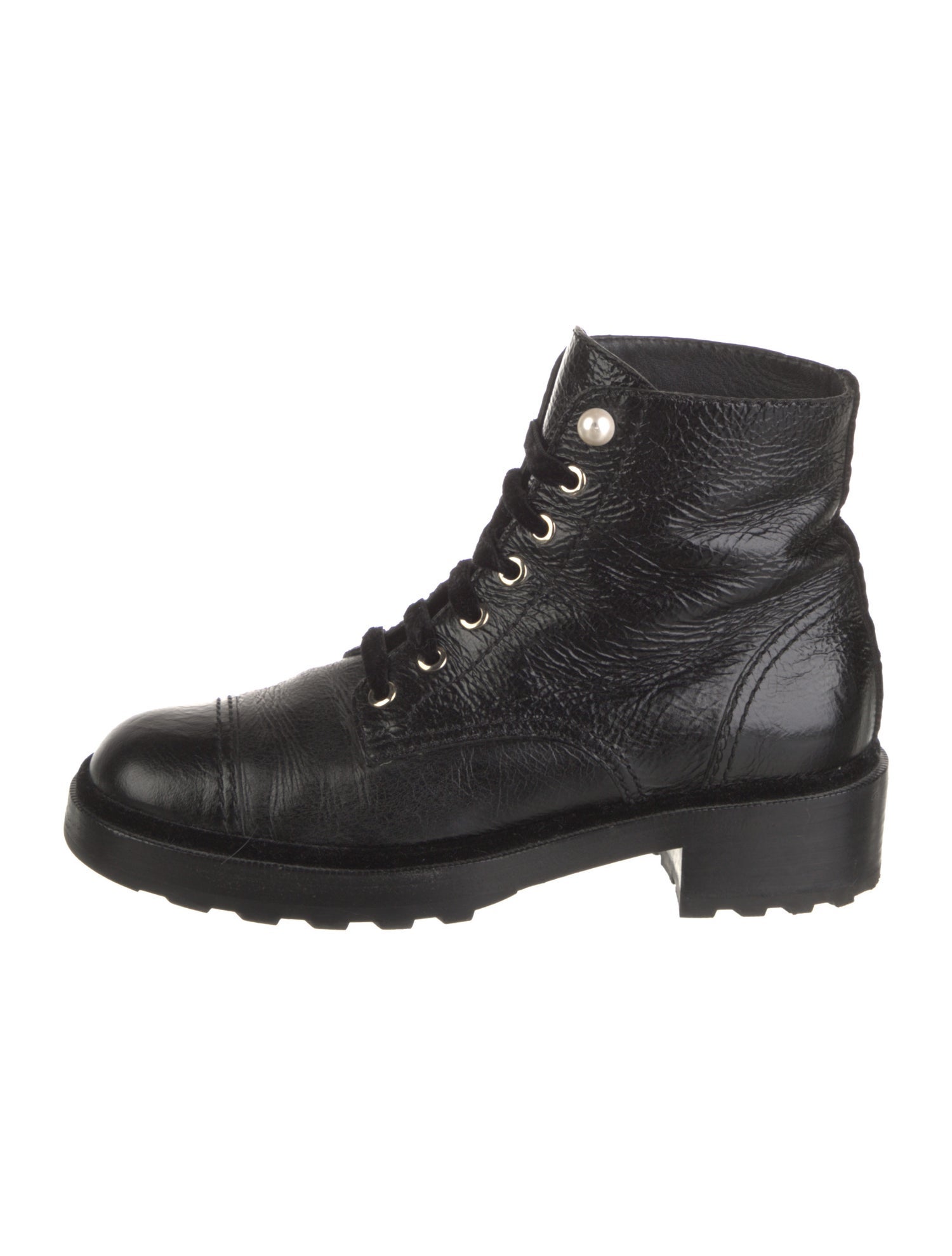 Chanel Interlocking CC Logo Leather Combat Boots