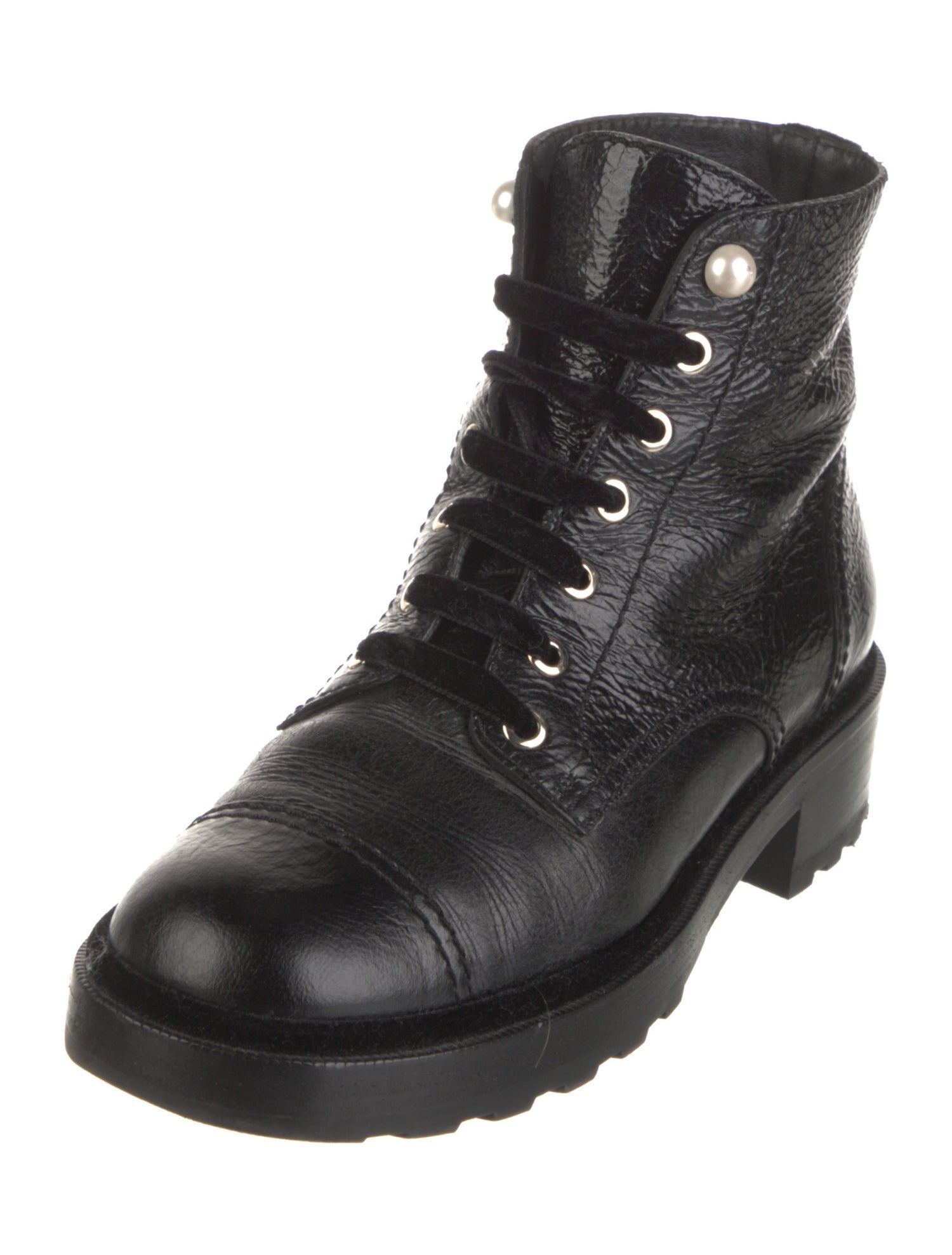 Chanel Interlocking CC Logo Leather Combat Boots