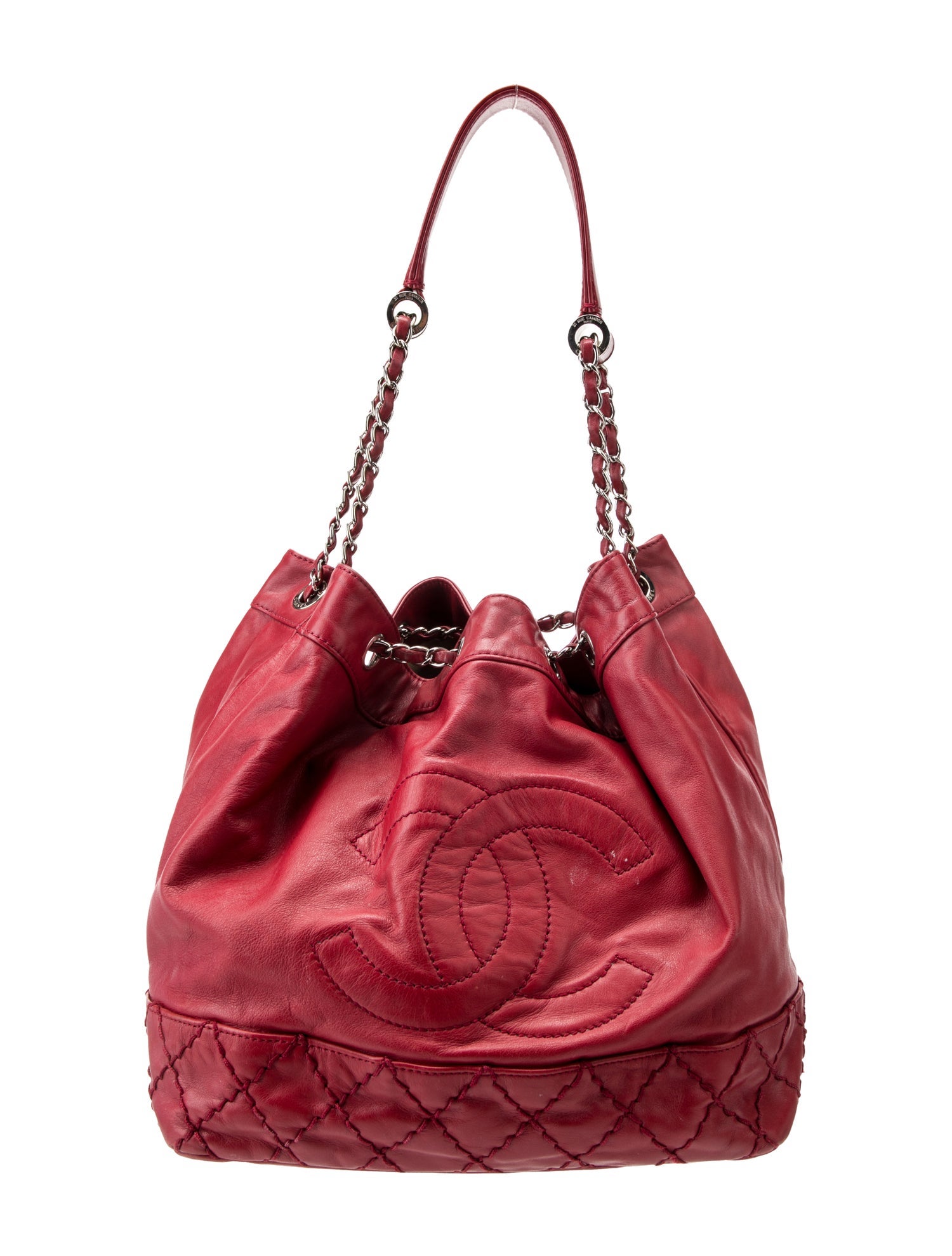 Chanel Surpique Drawstring Bucket Bag