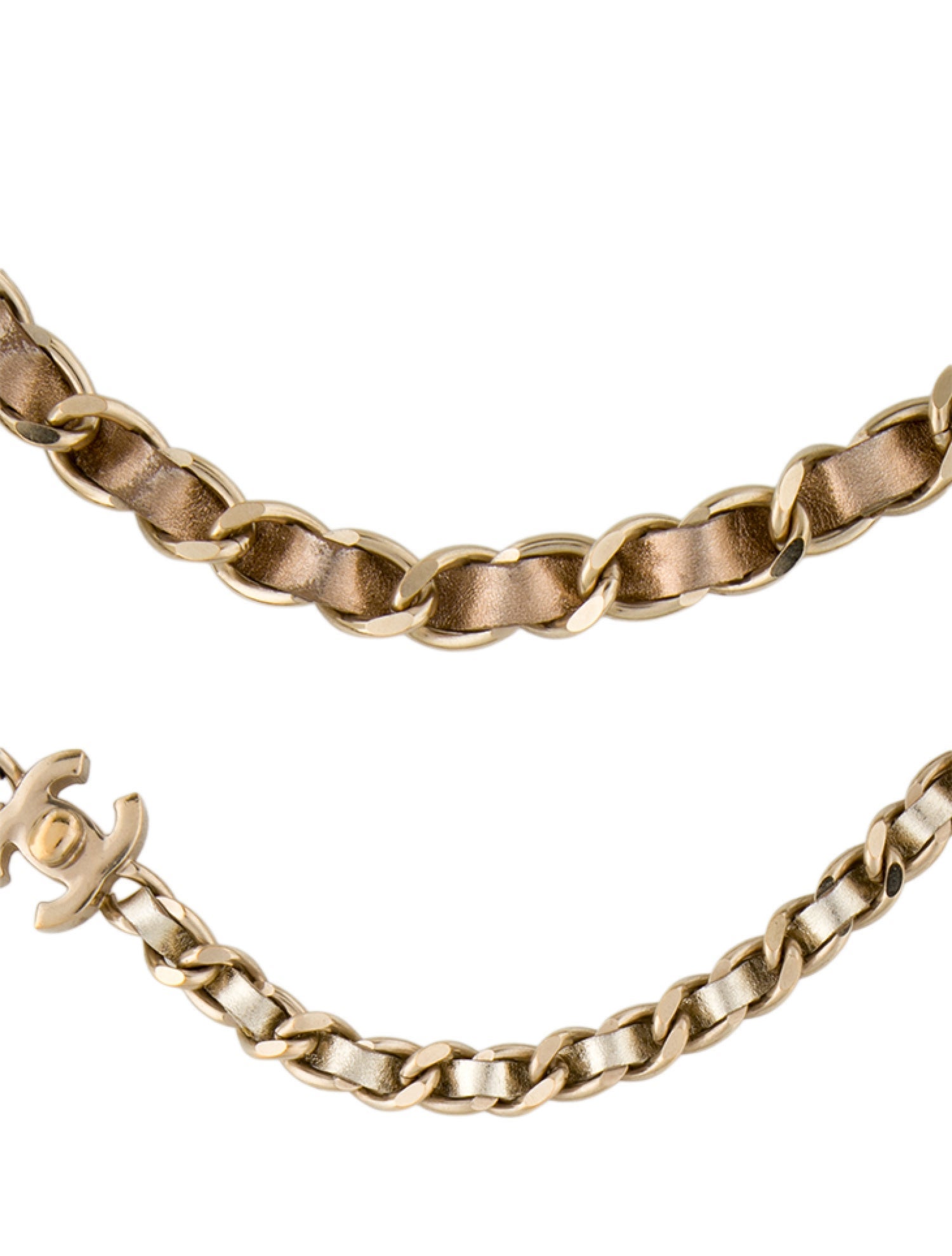 Chanel Leather Woven CC Double Strand Necklace